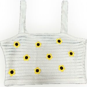NWT Forever21 Crochet Embroidered Sunflower Cropped Top